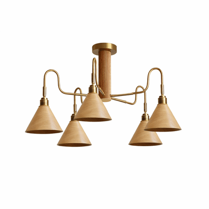 Bravik Wood Chandelier - Elegant Design with Adjustable Height & LED C