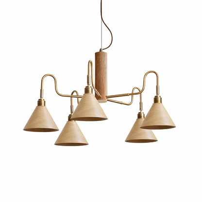 Bravik Wood Chandelier - Elegant Design with Adjustable Height & LED C