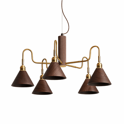 Bravik Wood Chandelier - Elegant Design with Adjustable Height & LED C