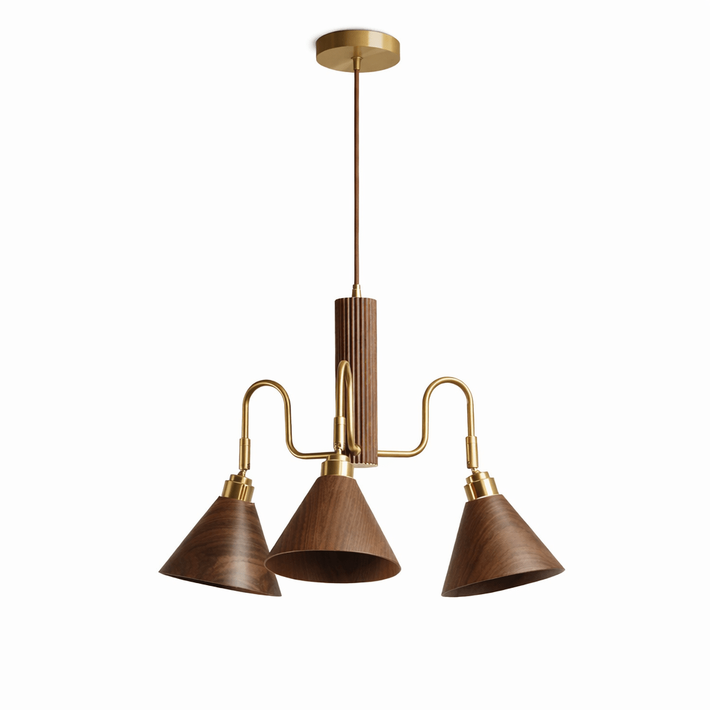 Bravik Wood Chandelier - Elegant Design with Adjustable Height & LED C