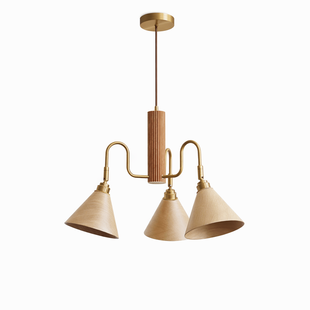 Bravik Wood Chandelier - Elegant Design with Adjustable Height & LED C