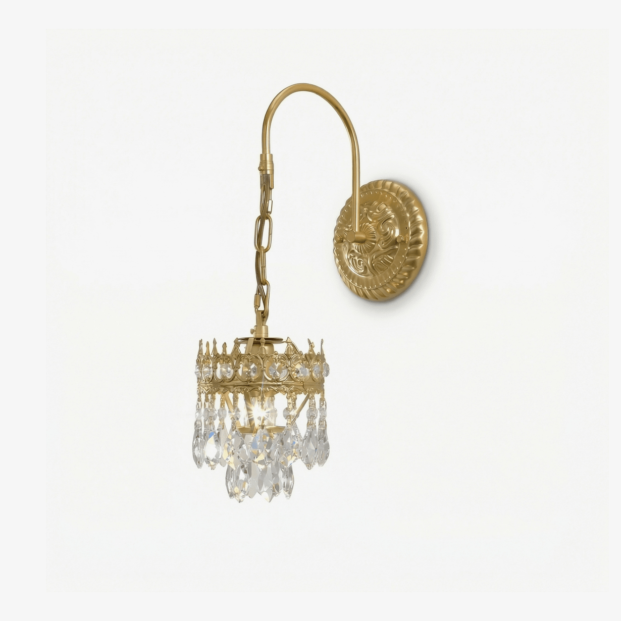Elegant Crystal Crown Wall Sconce - Dimmable LED & Adjustable Light An