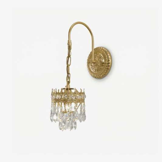 Elegant Crystal Crown Wall Sconce - Dimmable LED & Adjustable Light An