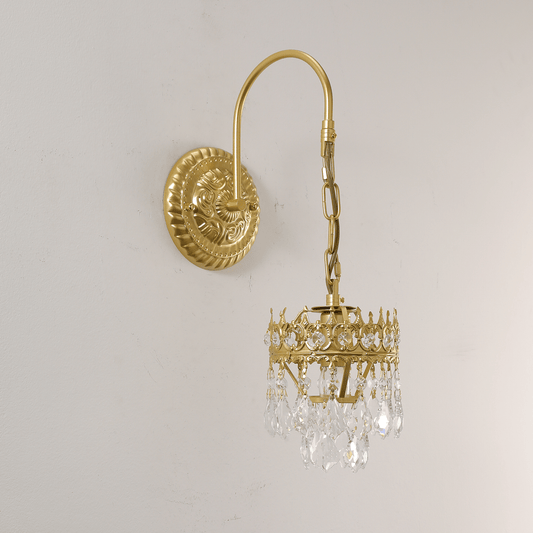 Elegant Crystal Crown Wall Sconce - Dimmable LED & Adjustable Light An