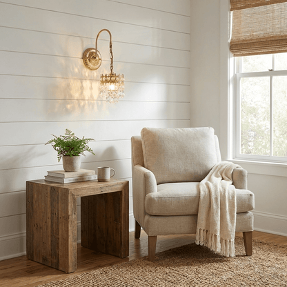 Elegant Crystal Crown Wall Sconce - Dimmable LED & Adjustable Light An