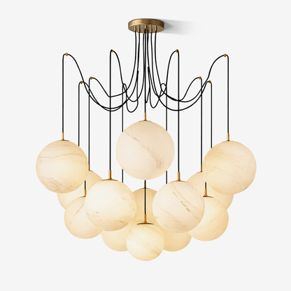 Celestara Alabaster Orb Chandelier - Elegant Design & Adjustable Heigh