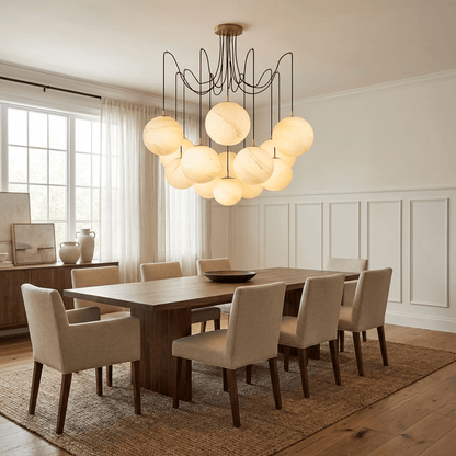 Celestara Alabaster Orb Chandelier - Elegant Design & Adjustable Heigh