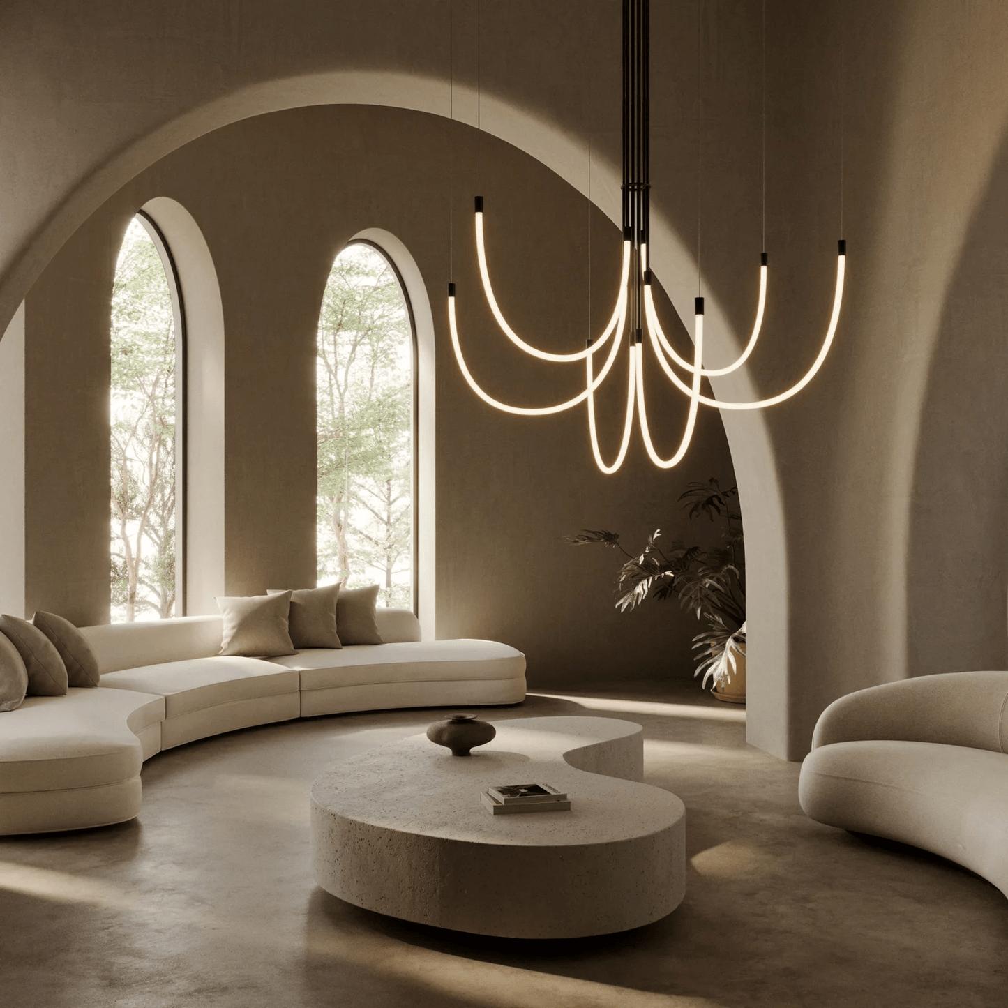 Serpentine Halo Chandelier - Modern Design, Adjustable LED Lighting