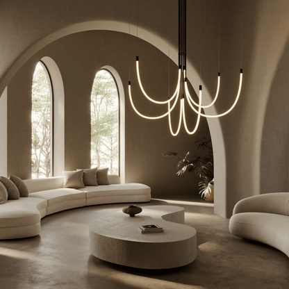 Serpentine Halo Chandelier - Modern Design, Adjustable LED Lighting