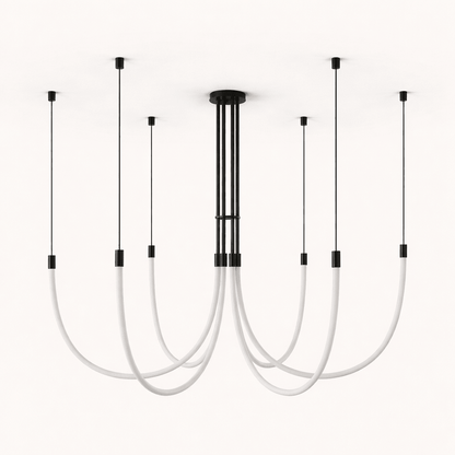 Serpentine Halo Chandelier - Modern Design, Adjustable LED Lighting