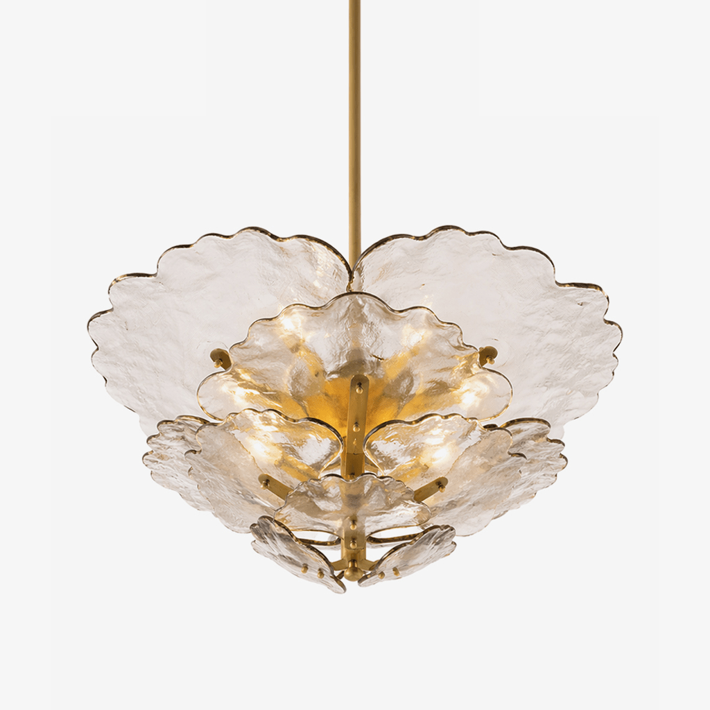 Verdant Petal Glass Chandelier - Elegant Design with Adjustable Height