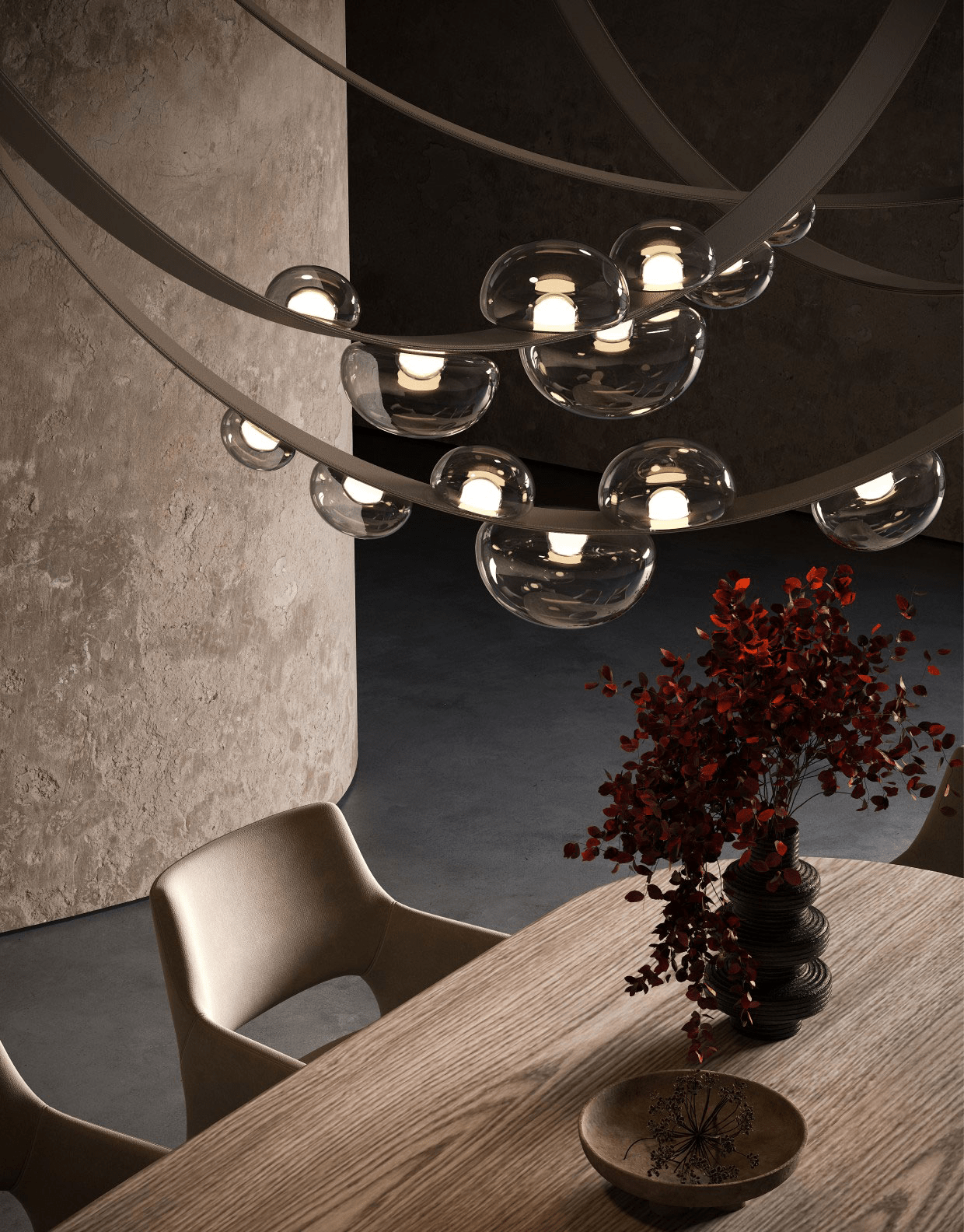 Orvyn Leather Arc Chandelier - Elegant Design with Adjustable Height