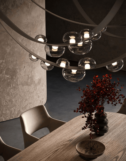 Orvyn Leather Arc Chandelier - Elegant Design with Adjustable Height
