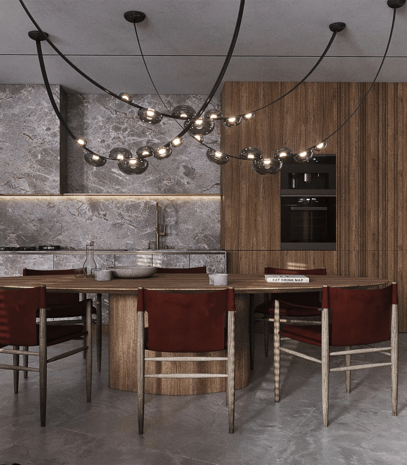 Orvyn Leather Arc Chandelier - Elegant Design with Adjustable Height