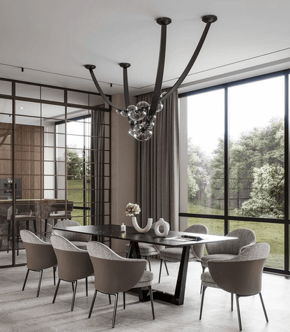 Orvyn Leather Arc Chandelier - Elegant Design with Adjustable Height