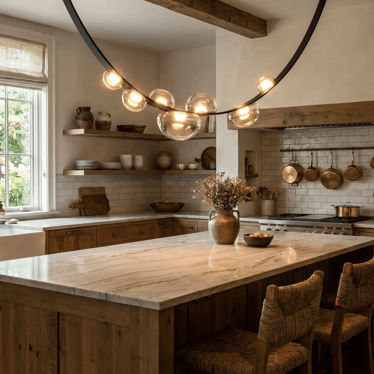 Orvyn Leather Arc Chandelier - Elegant Design with Adjustable Height