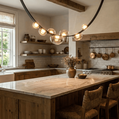 Orvyn Leather Arc Chandelier - Elegant Design with Adjustable Height