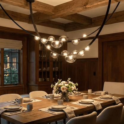 Orvyn Leather Arc Chandelier - Elegant Design with Adjustable Height