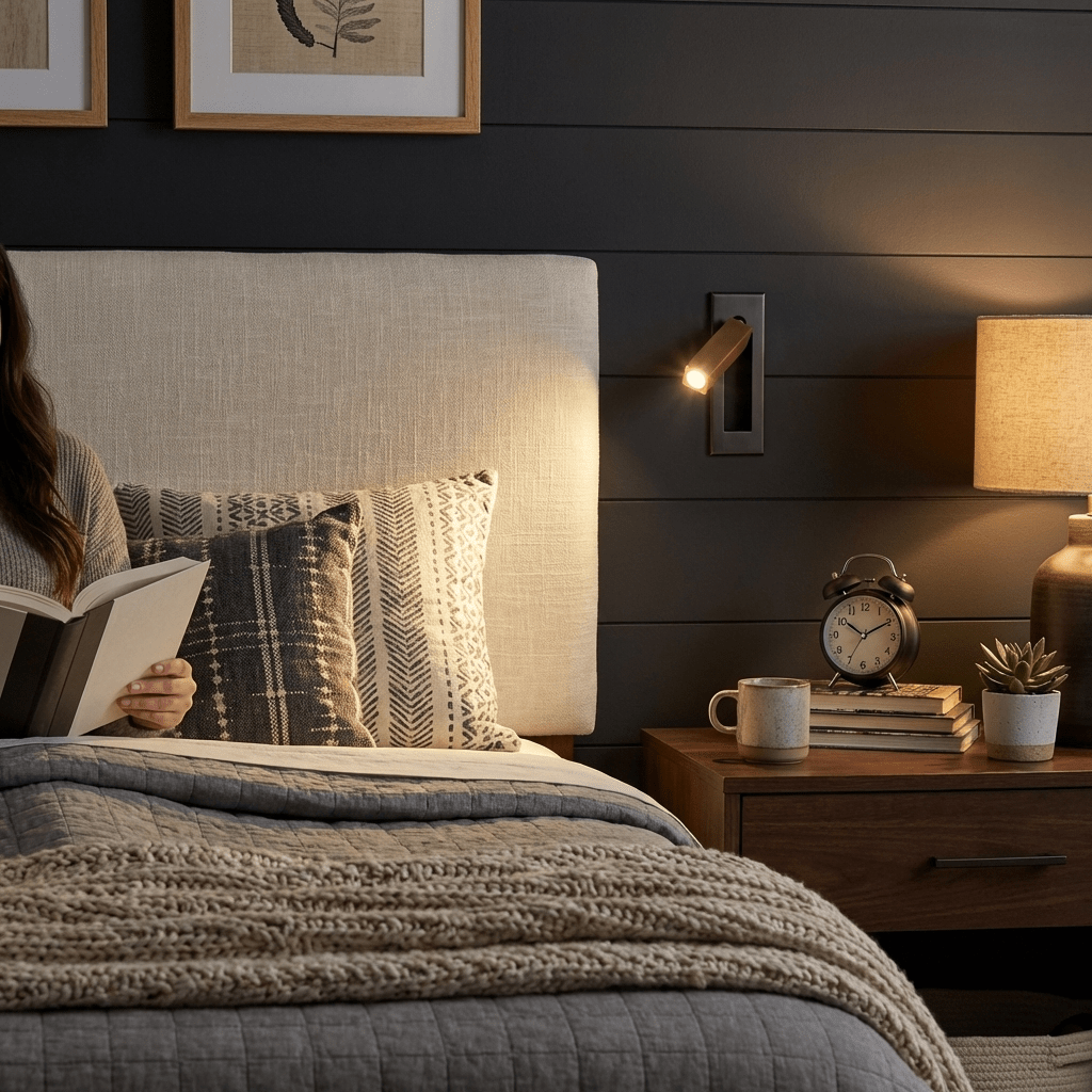 Professional Embedded Bedside Sconce with Adjustable Light and USB Por