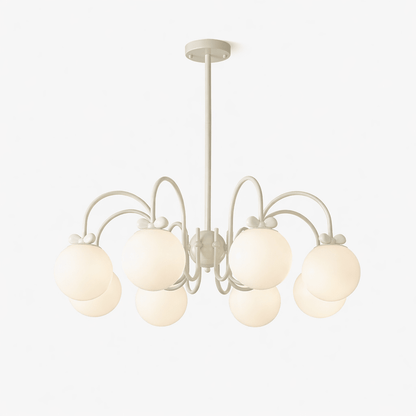 Elegant Cream Cherry Chandelier with Adjustable Brightness & Crystal A