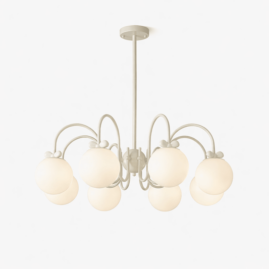 Elegant Cream Cherry Chandelier with Adjustable Brightness & Crystal A