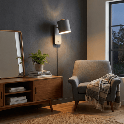 Rotatable Cylinder Plug-in Wall Lamp with Adjustable Brightness & Mode