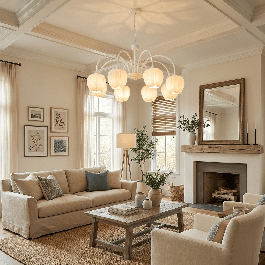 Tulip Matcha Chandelier - Elegant Design with Adjustable Brightness