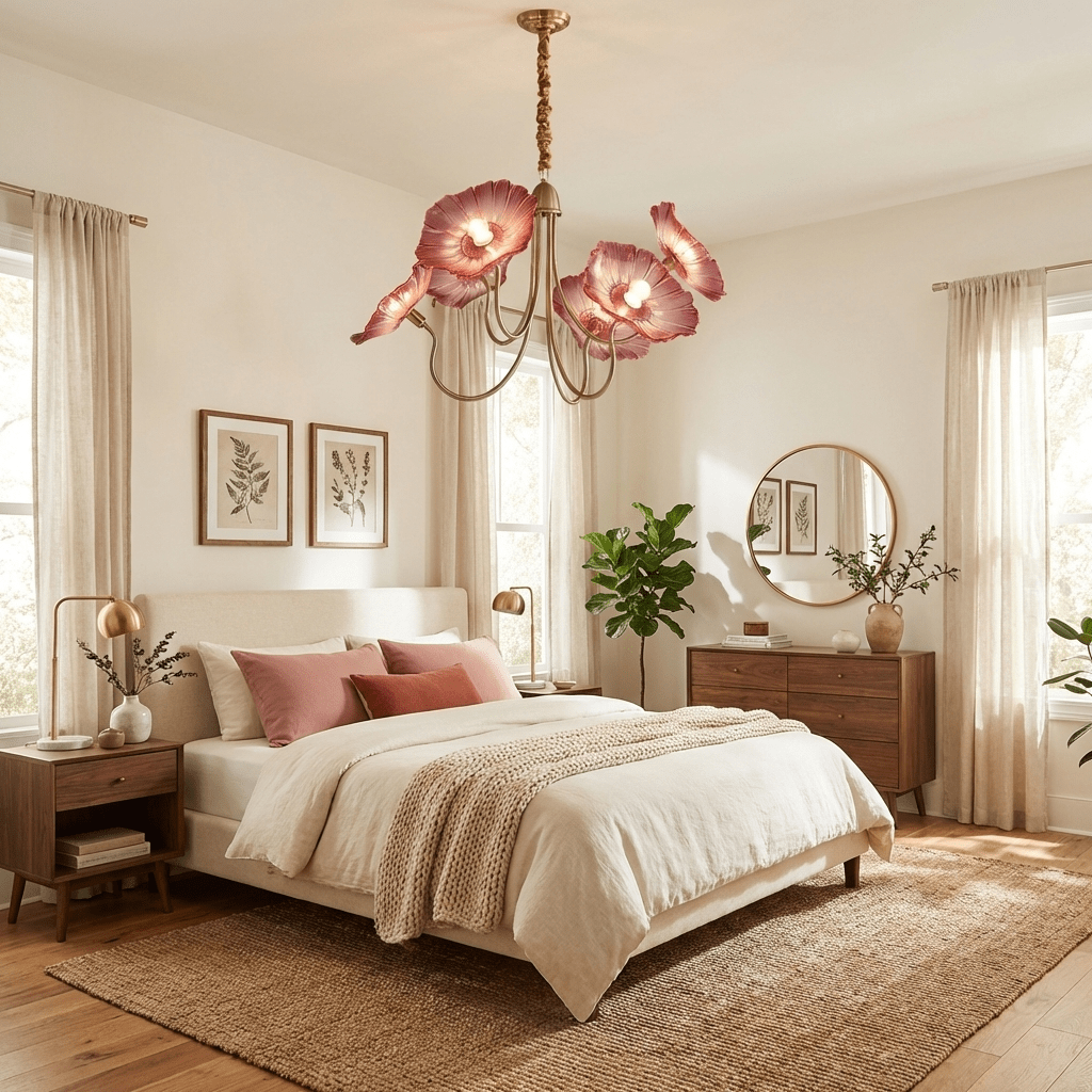 Lotus Leaf Glass Chandelier - Elegant Design with Adjustable Height