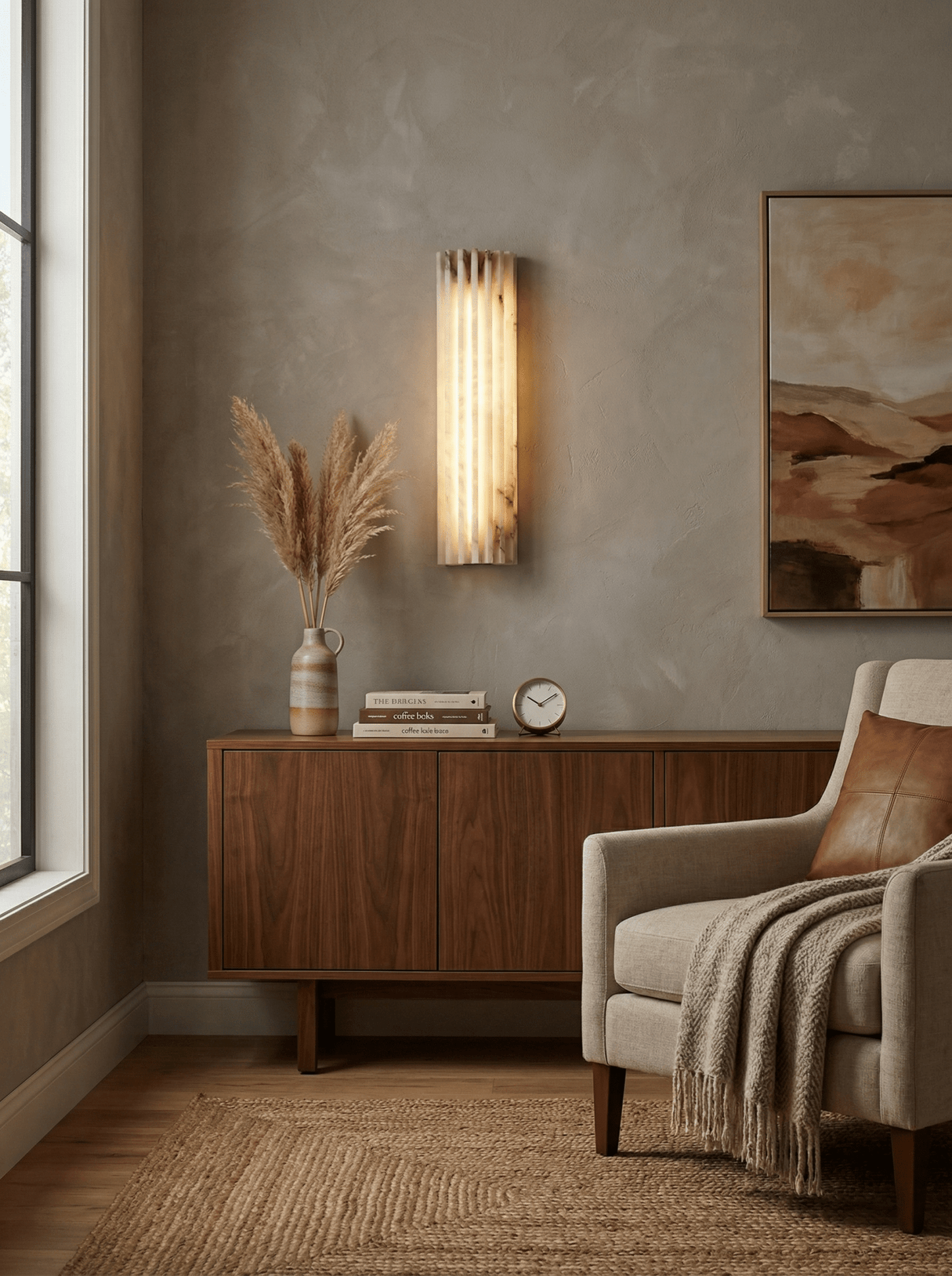Alabaster Wall Light - Elegant Design, Adjustable Brightness