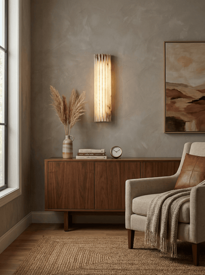 Alabaster Wall Light - Elegant Design, Adjustable Brightness