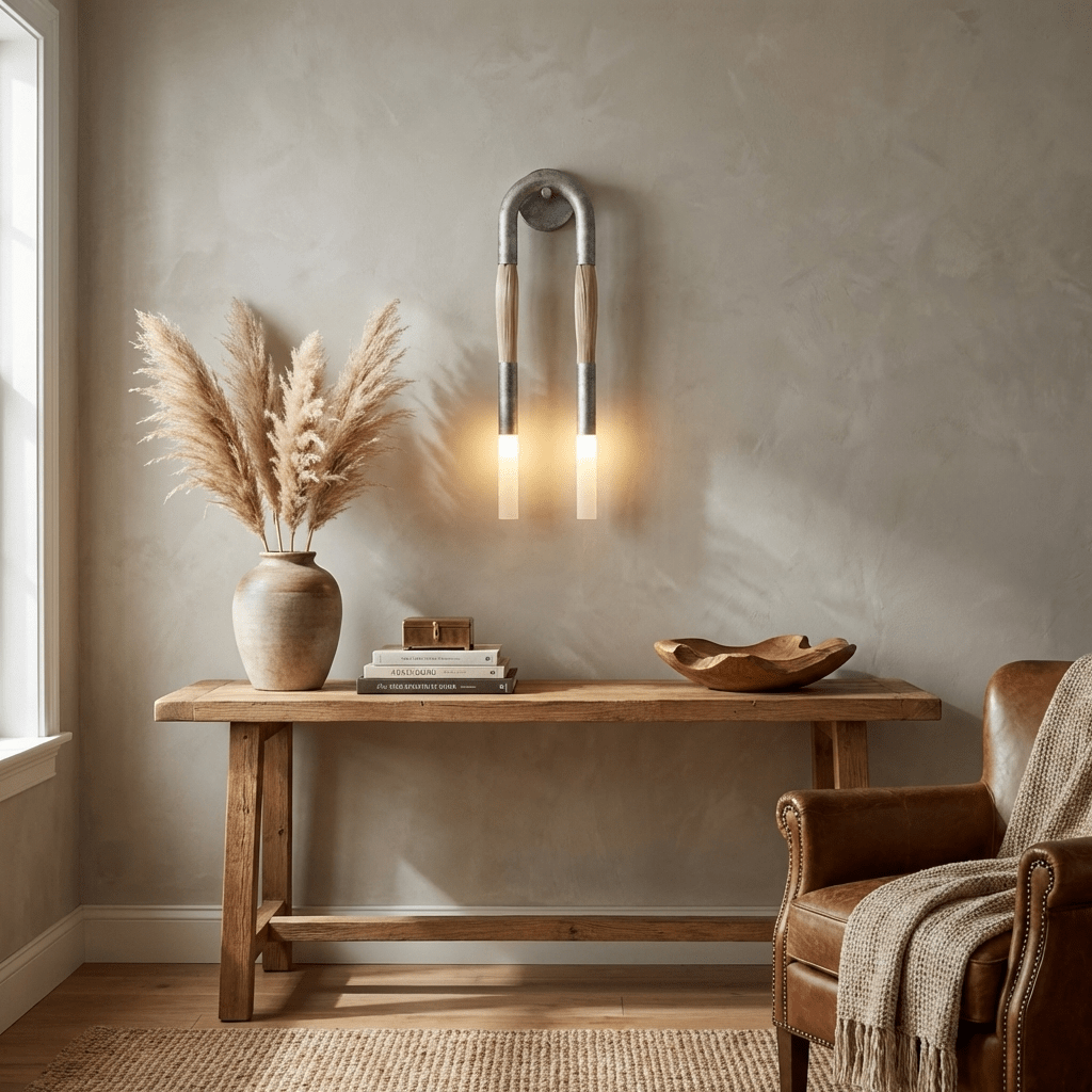 Elegant Horsehair Wall Lamp with Adjustable Light and Unique Design