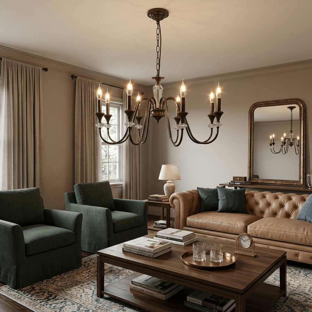 Elegant Noir Candelabra Chandelier with Adjustable Arms & LED Compatib