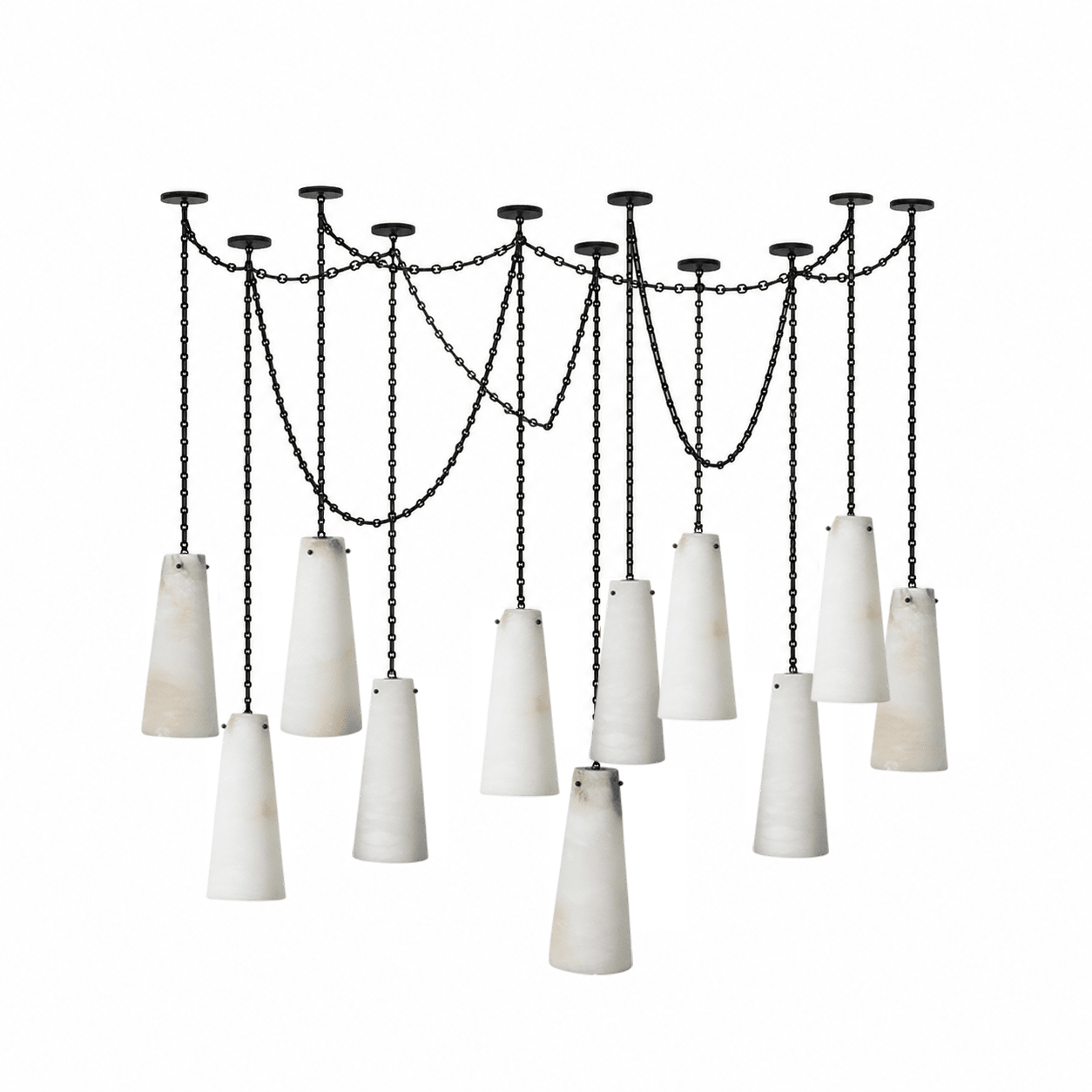 Industrial Cascade Chain Chandelier - Adjustable Height, Vintage Desig