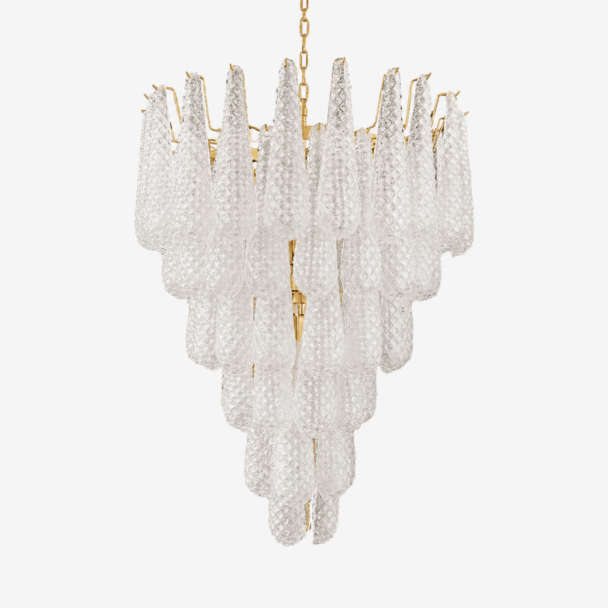 Elegant Glass Pinecone Chandelier with Adjustable Height & Crystal Acc