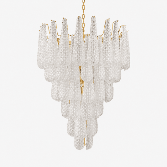 Elegant Glass Pinecone Chandelier with Adjustable Height & Crystal Acc