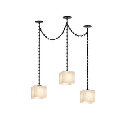 Cascade Chain Cube Chandelier - Modern Design, Adjustable Height, LED