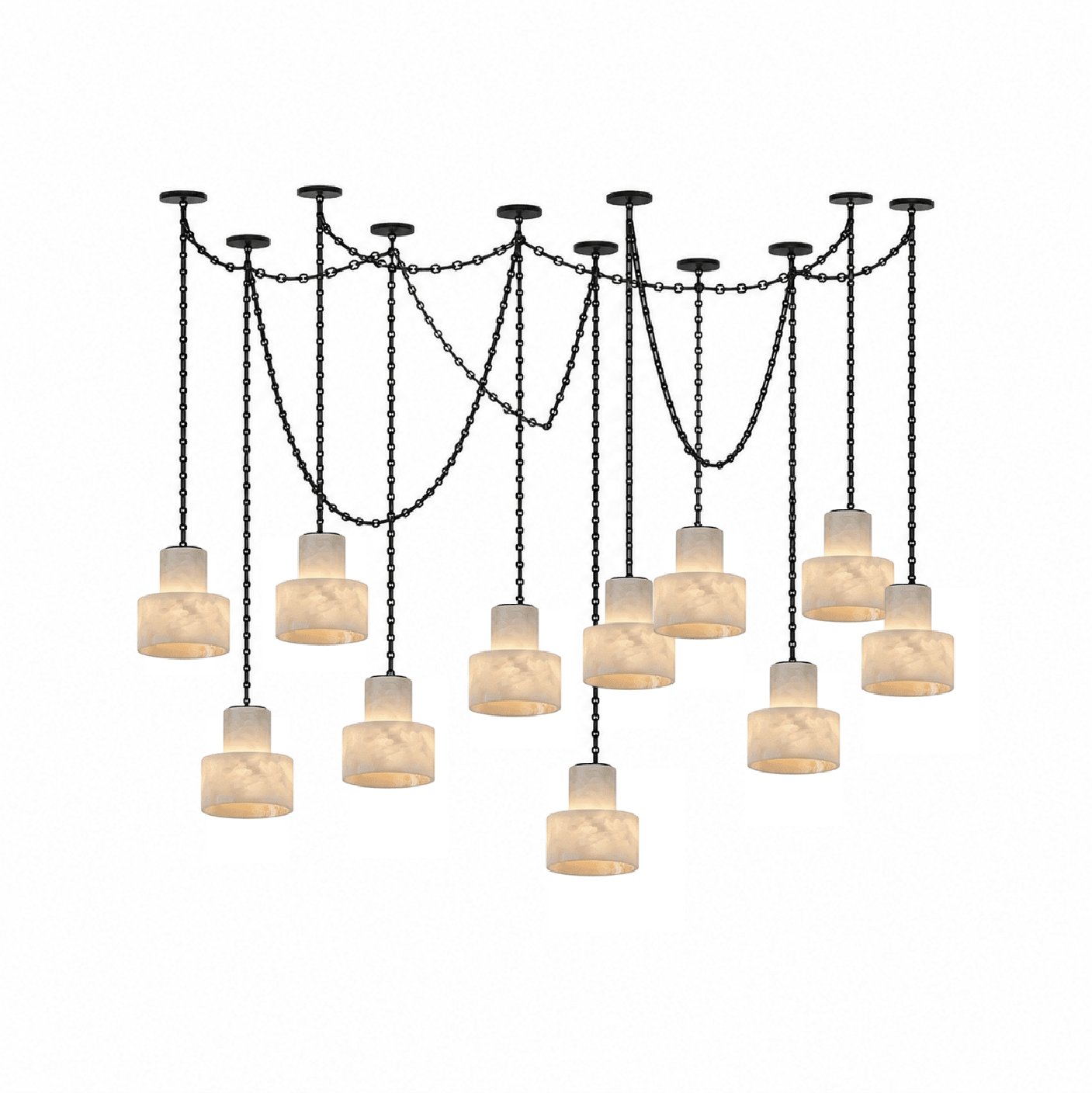 Multi-Tier Chain Drum Pendant Lamp - Adjustable Height, Modern Design
