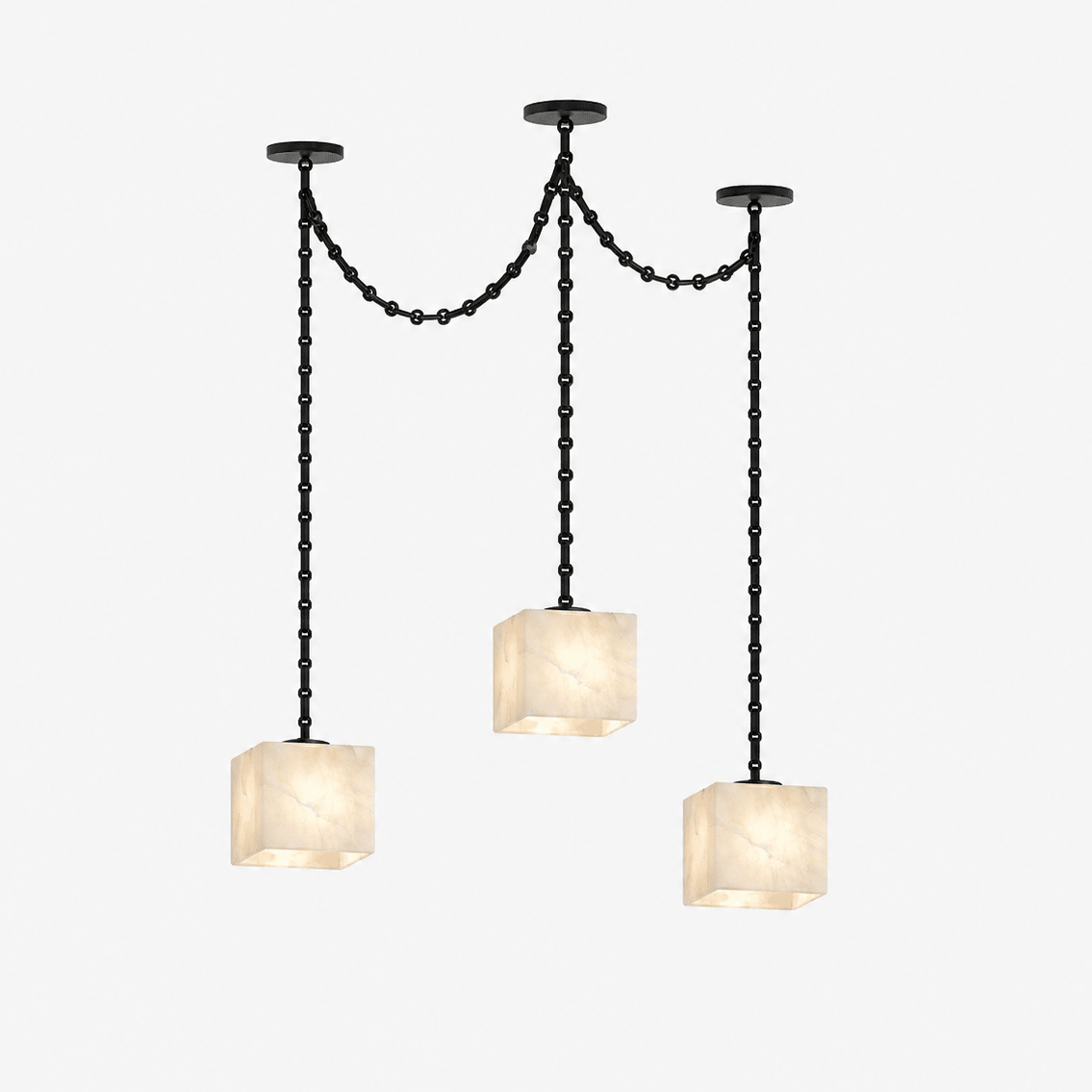 Cascade Chain Cube Chandelier - Modern Design, Adjustable Height, LED