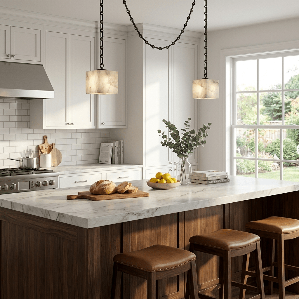 Cascade Chain Cube Chandelier - Modern Design, Adjustable Height, LED