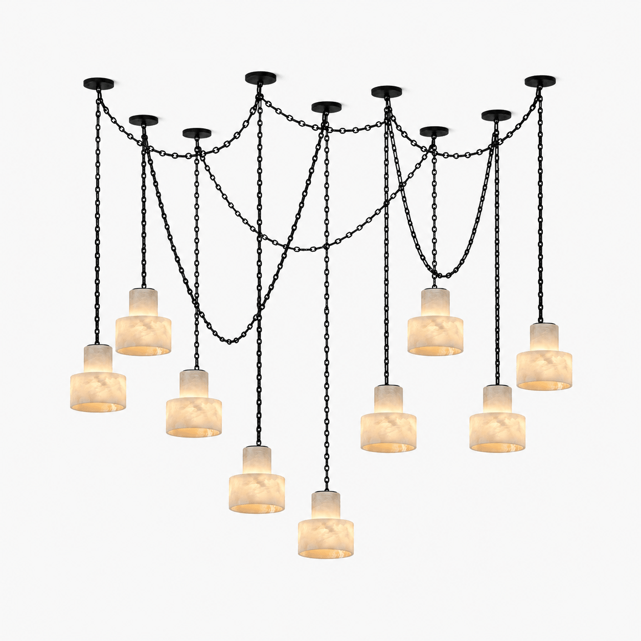 Multi-Tier Chain Drum Pendant Lamp - Adjustable Height, Modern Design