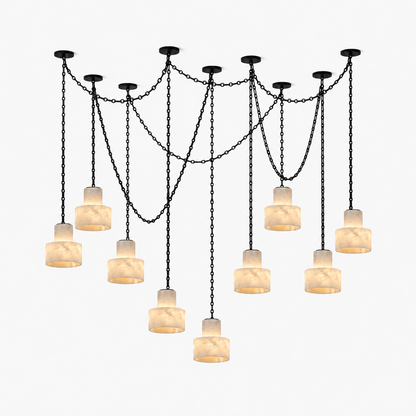 Multi-Tier Chain Drum Pendant Lamp - Adjustable Height, Modern Design