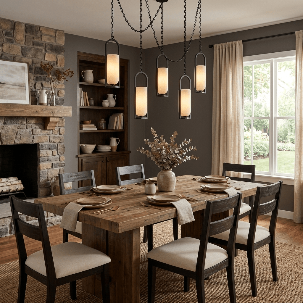 Cascading Chain Lantern Chandelier - Adjustable Height, Warm Glow Ligh