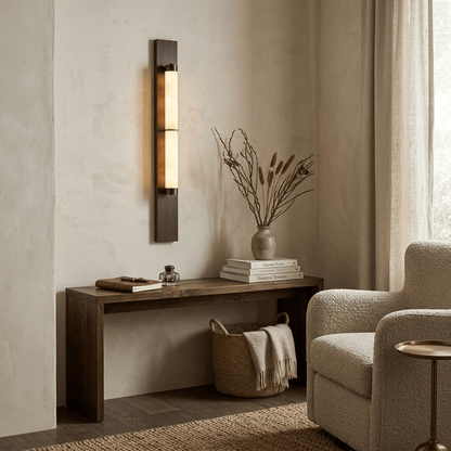 Columnar Alabaster Sconce - Elegant Wall Light with Warm Glow & Durabl