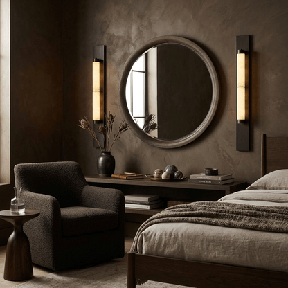 Columnar Alabaster Sconce - Elegant Wall Light with Warm Glow & Durabl