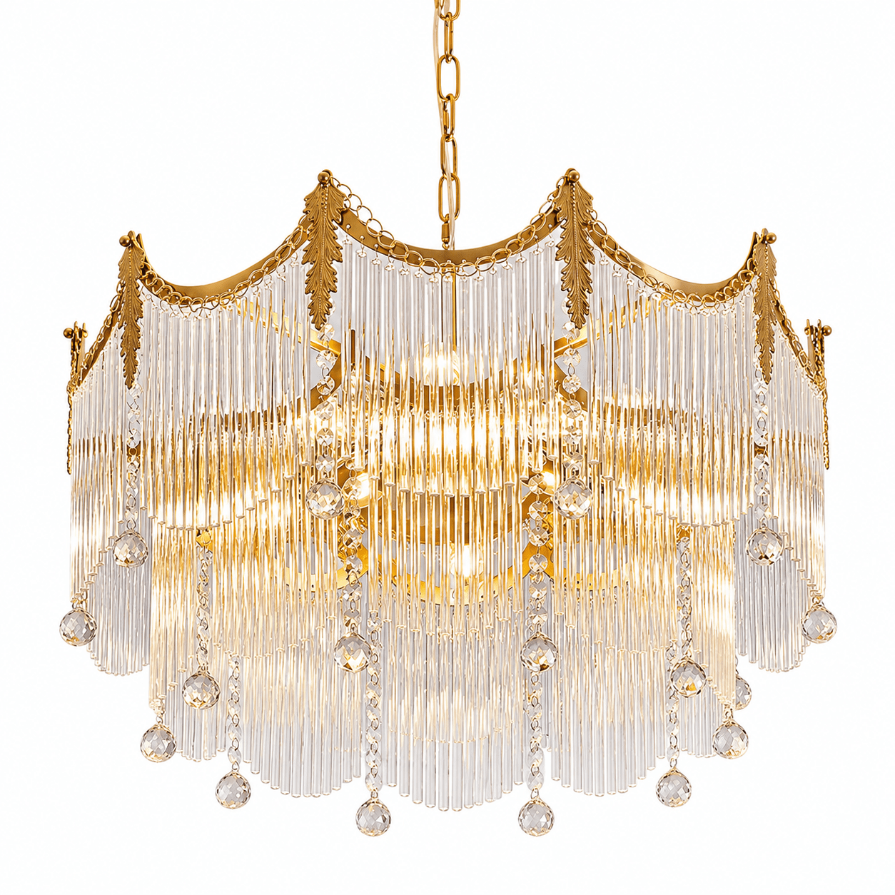 Elegant Vacarro Chandelier with Dimmable LED Lights and Crystal Accent