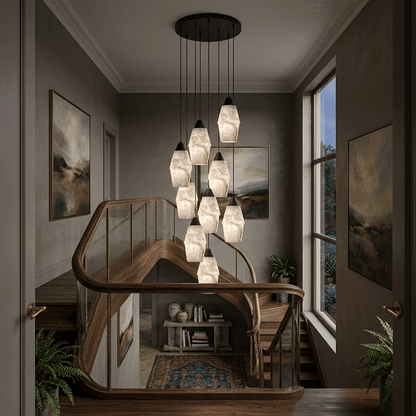 Pavilion Alabaster Cluster Chandelier - Elegant Design, Adjustable Hei