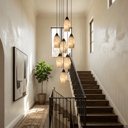 Pavilion Alabaster Cluster Chandelier - Elegant Design, Adjustable Hei