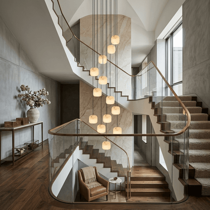 Alabaster Cluster Chandelier - Elegant Design, Adjustable Brightness