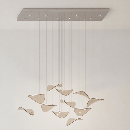 Elegant Wave Floating Leaf Chandelier with Adjustable Brightness & Eco