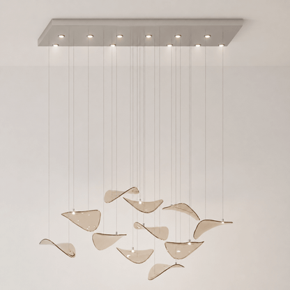 Elegant Wave Floating Leaf Chandelier with Adjustable Brightness & Eco